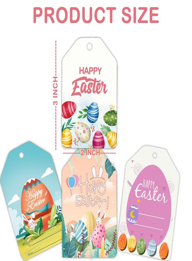 Topabel Easter Gift Tags,2x3 Inch Happy Easter Paper Tags with 32.8Ft String for DIY Present Wrapping Spring Party Decor,90 Pcs Per Pack - Image 2